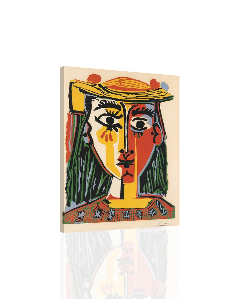 Picasso Woman In Hat With Pom Poms - CANVAS OR PRINT WALL ART