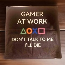 Gamer at Work Pillow Cover 18x18  2 Sided Remote Pocket Gaming Room Decoration