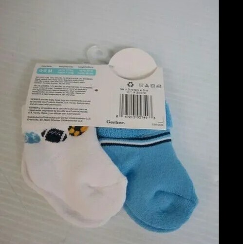 Gerber Baby Unisex 4 Pairs Socks, White, Blue Sports. 2 Packs 0 to 6 Months - Picture 7 of 7