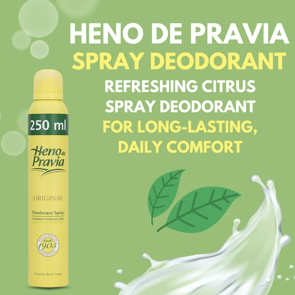 Spray desodorante Heno de Pravia - aroma fresco, protección 24 horas, 8,4 fl oz (paquete de 3) Foto 4 de 4