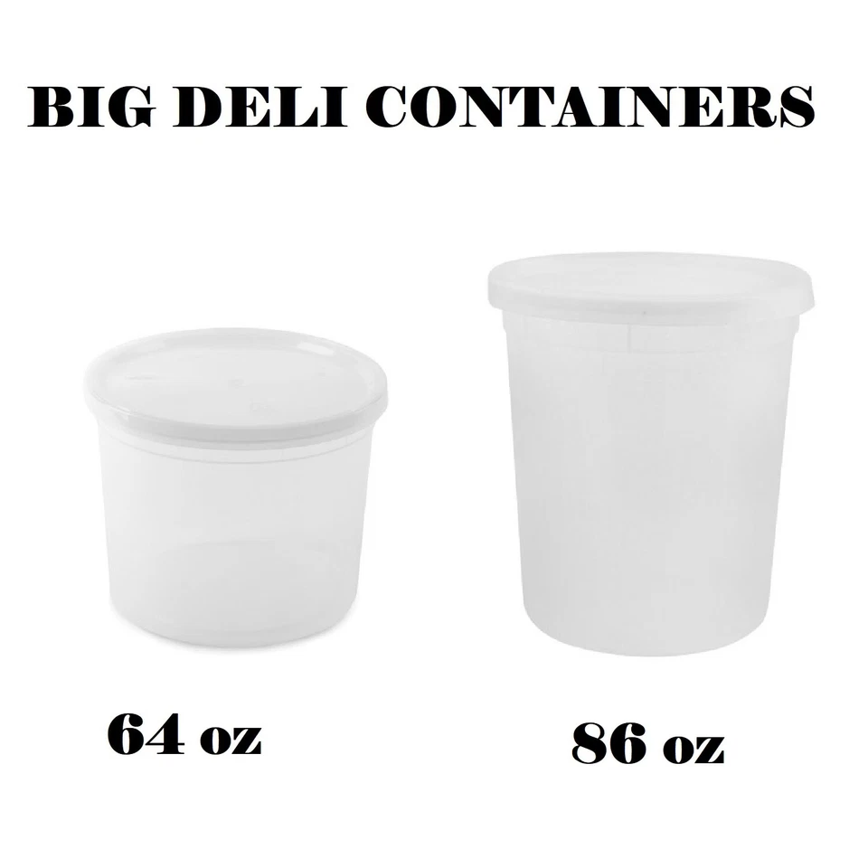 Recipientes de armazenamento de alimentos de plástico grande 64 e 86 oz tampas sopa freezer micro-ondas - Imagem 2 de 4