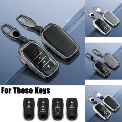Aluminum Alloy Leather Car Key Case Cover For Toyota Avalon Camry Corolla CH-R 