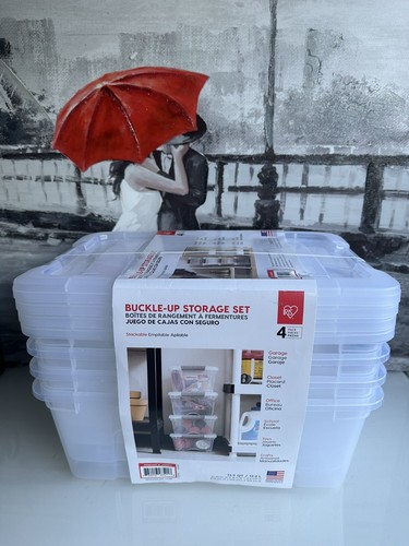 IRIS Set di scatole di immagazzinaggio con fibbia - Trasparente, 12,9 quarti, confezione da 4 - Foto 2 di 4