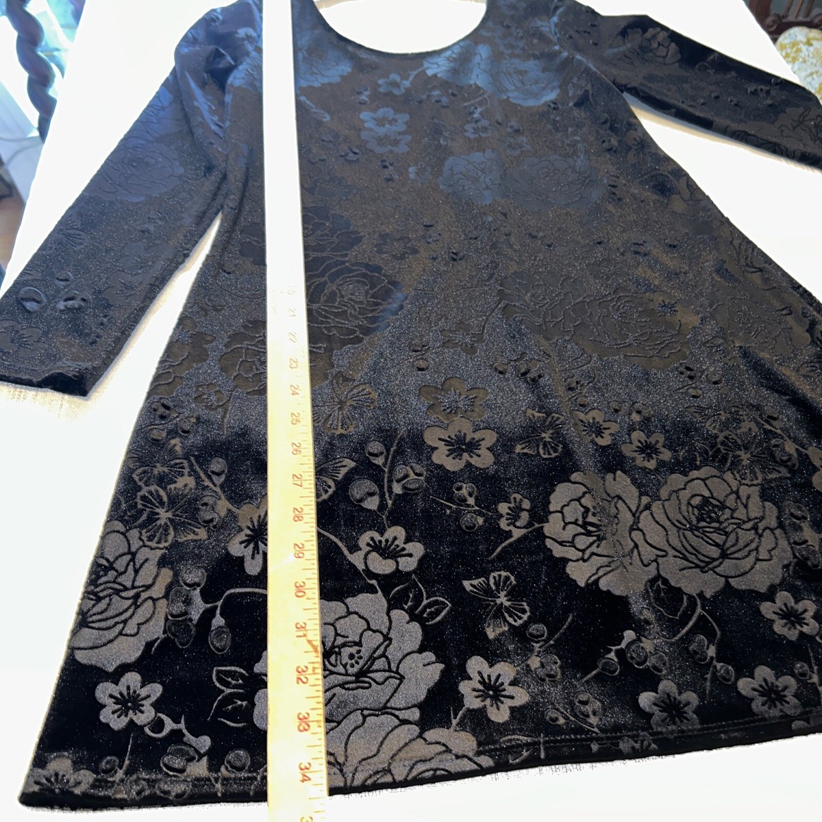 One Clothing LA Dress Black Embossed Stretch Velour Long One Clothing LA Dress Black Embossed Stretch Velour Long