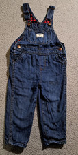 Oshkosh Bgosh Unisex Toddlers Blue Denim Plaid Lined Vestbak Overalls / Size 2T