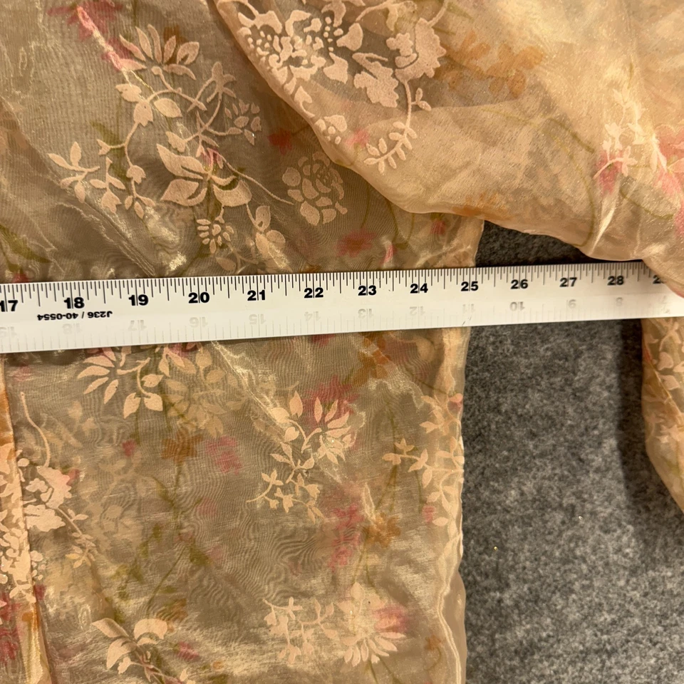 Camisa Selene Mujer 2X Plus Beige Floral Cuello Abotonado Manga Larga Transparente Foto 4 de 4