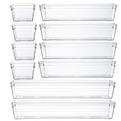Clear Plastic Drawer Organizer Tray for Vanity Cabinet (Set of 10),Storage Tr...