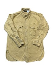 VTG 80s Eddie Bauer Chamois Cloth Flannel Shirt Made in USA Yellow Size M