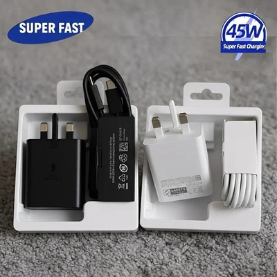 45W Super Fast Charger Adapter Plug & Cable Lead For All type C Phones UK
