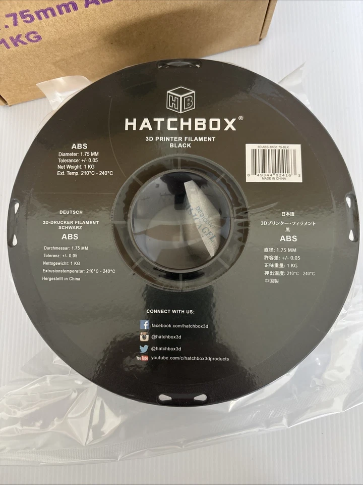 HATCHBOX 1.75 ABS Filament 1KG Brand New (Black) Factory Packaging - Image 2 of 4