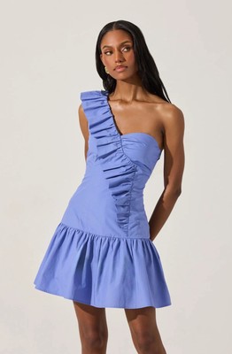 EUC ASTR The Label Medium One Shoulder mini Ruffle Dress In Cobalt Blue | eBay EUC ASTR The Label Medium One Shoulder mini Ruffle Dress In Cobalt Blue | eBay