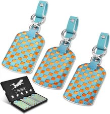 Luggage Tags for Suitcases Travel Accessories: Leather Luggage Tag 3 Pack TSA Ap