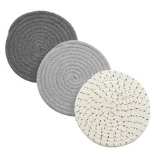 Potholders Trivets Set 3 100 Cotton Thread Weave Hot Pads Coasters 7 Inch Gray