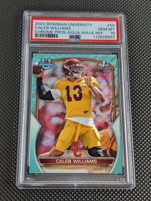 2022 Bowman 1st Uni Chrome PSA 10 Caleb Williams Aqua Wave Refractor /299 USC