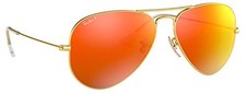 RAY-BAN CLASSIC AVIATOR SUNGLASSES GOLD FRAME RED POLARIZED - Scratch Dent