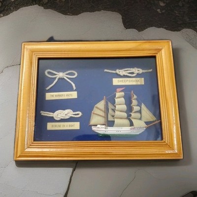 Gerahmte Maritim Schiff Matrose Seil Knoten Schattenkasten Vitrine Wandbehang 