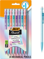 Xtra-Smooth Pastel Mechanical Pencils with Erasers, Medium Point (0.7Mm), 24-Cou