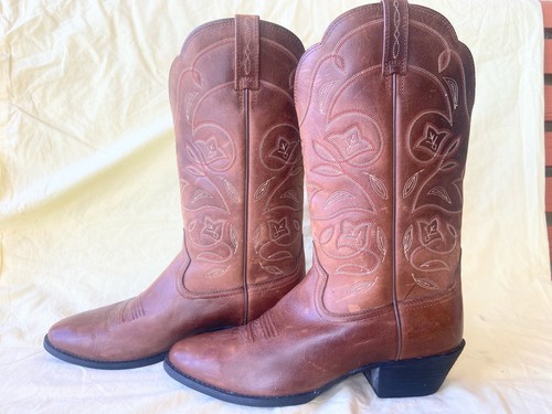 VINTAGE TONY LAMA STIL 4013 BRAUN COGNAC ROPER WESTERN COWBOY STIEFEL - GRÖSSE 11EE