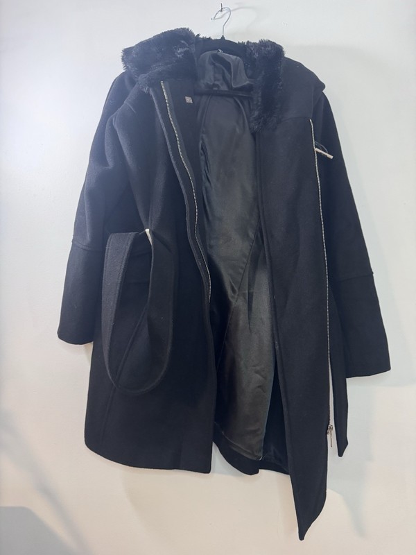 Calvin Klein Women's Black Coat W/ Hood XL Size NWOT