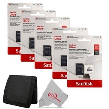 5x Sandisk Ultra 256GB 100MB/s Class 10 Micro SDXC Memory Card Card Wallet