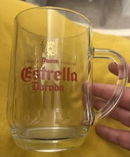 Vintage 1992 Barcelona Olympia Jarra Estrella Dorada Bierkrug Stein Glas