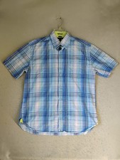 Tommy Hilfiger Mens Shirt Large Blue Check Short Sleeve Casual Button Down