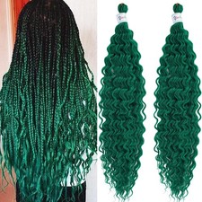 Ai Yuchen Deep Wate Wave Wet and 24 Inch Boho Hair, Green Curls 2 Packs