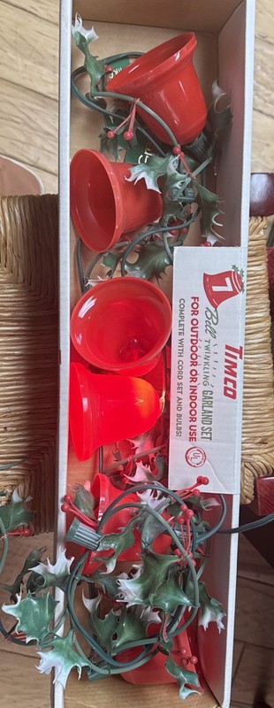 Vintage 50's Timco Christmas Twinkling Light Garland Bells Indoor Outdoor 