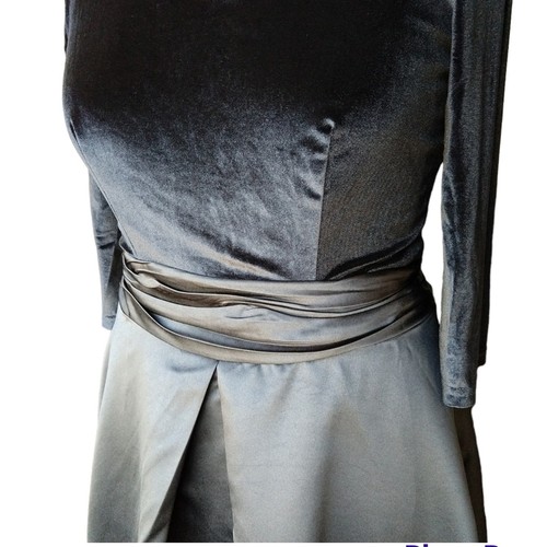 MoDa of New York Black Velvet & Satin Sweetheart Dress Large Retro Classic DessV - Picture 8 of 16