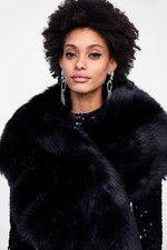 Zara Black Faux Fur Maxi Stole Scarf BNWT