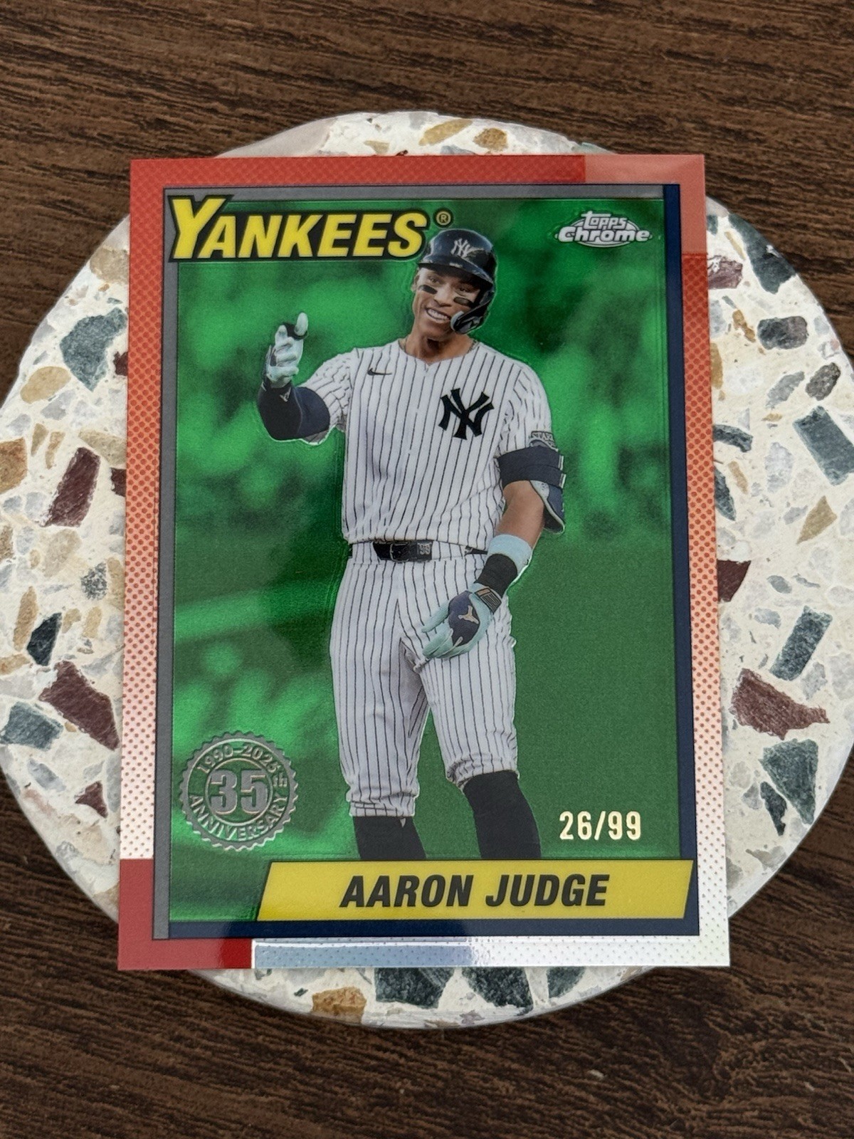 2025 Topps Chrome - 1990 Topps Baseball Aaron Judge #90CB-11 Green Refractor /99