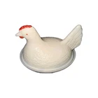 Vintage White Milk Glass Hen on Nest Lidded Candy Dish about 4"L