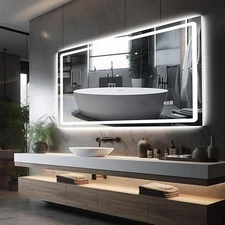 48" x 38"  LED Bathroom Mirror with Lights, Anti-Fog, Tempered Glass, dimmable
