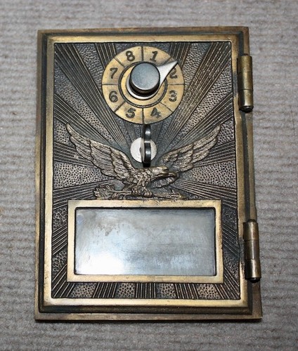 Antique USPS P O Post Office Box Postal  Box Door With Glass and Combination