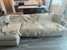 Natural Sheepskin Area Rug Throw Camel Color 8ft 6ft HUGE.