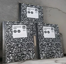 Pen + Gear 3 Marbled Composition Book Black & White COLLEGE RULED Set Notebooks