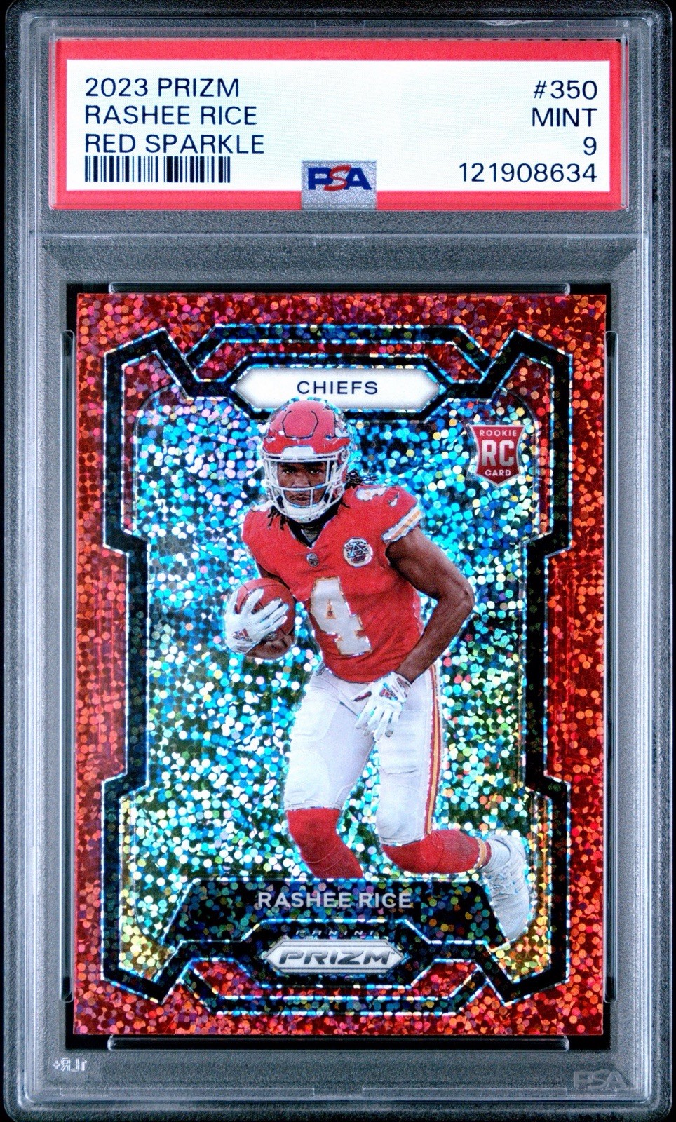 2023 Panini Prizm - Rookies Rashee Rice #350 Red Sparkle Prizm (RC) /SP PSA 9