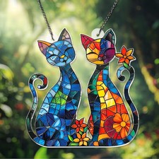 Personalized Couple Cat Suncatcher Acrylic Window Decor Gift