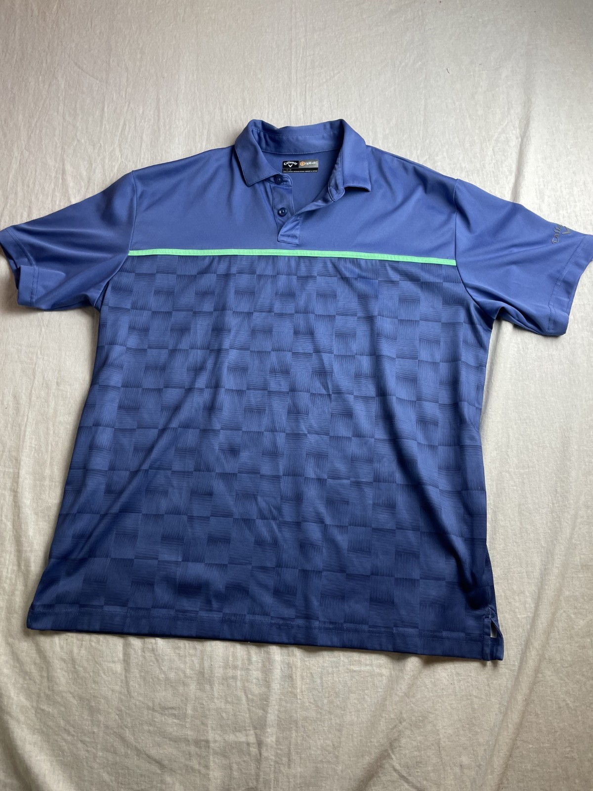 Callaway Opti-Dri Polo Shirt Blue Men Large Geometric Checkered Performance Golf