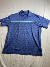 Callaway Opti-Dri Polo Shirt Blue Men Large Geometric Checkered Performance Golf