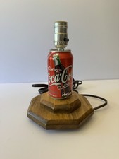 Coca Cola Coke Can Table Lamp Wood Base Tested Works 1997 Era Can