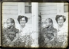 Vintage Kodak Slide Copy of Stereograph Woman Girl Porch Black & White Family