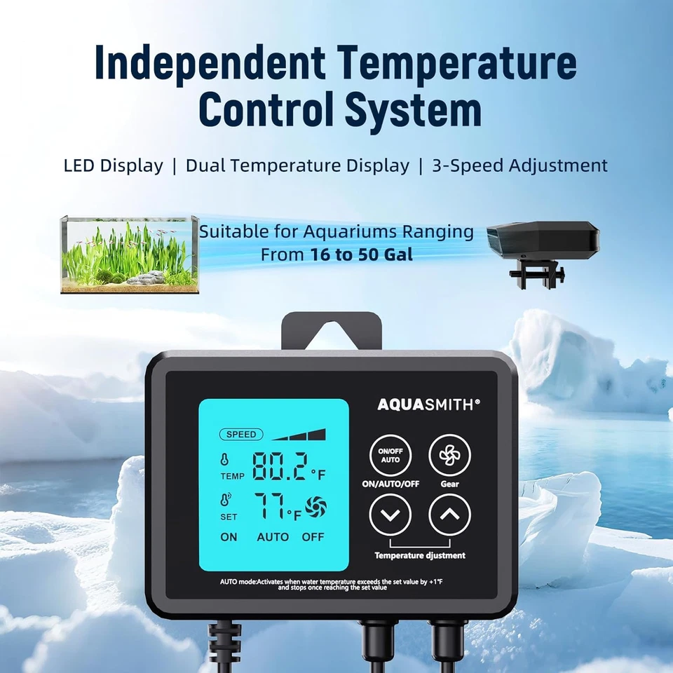 Aquarium Chiller Fan,Fish Tank Cooler with Temperature Control,Minimum Setting 5 - Image 3 of 4