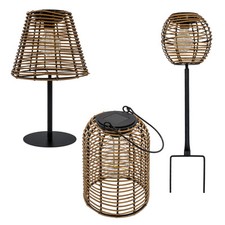 Solar LED Leuchte Rattan Optik - 3 Modelle - Garten Stecker Tisch Hänge Lampe