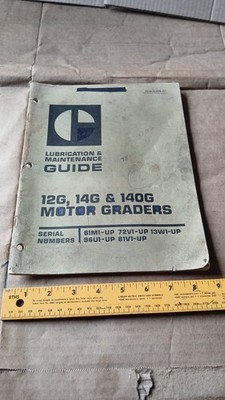 CAT 12G 14G 140G Motor Grader Maintenance Lubrication Manual book Shop Guide OEM
