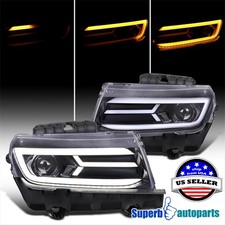 For 2014-2015 Camaro Shiny Black Projector Headlights Switchbacksequential Led For 2014-2015 Camaro Shiny Black Projector Headlights Switchbacksequential Led