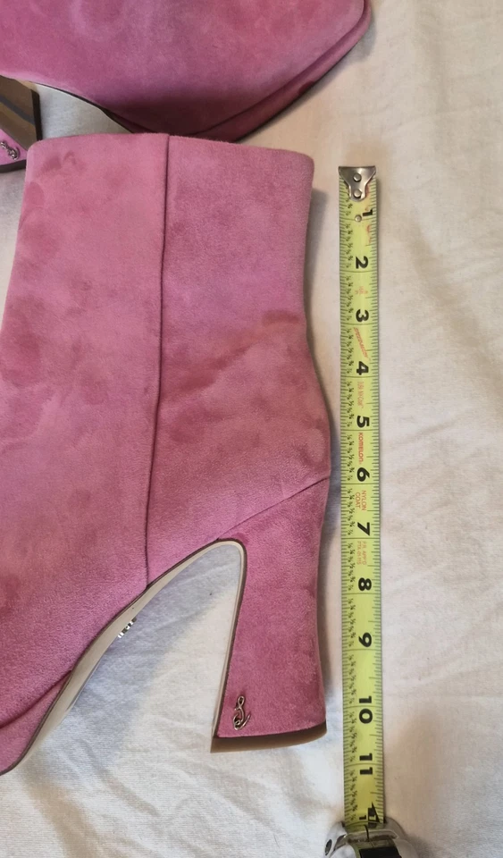 Sam Edelman 9 Rosa Genuino Gamuza Botas Barbie Botines Tacones Plataforma Jaye Foto 4 de 4