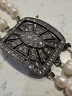 Vintage Haley Hill Art Deco Pearl and Rhinestones Bracelet 💎 🔥 Costume Jewelry