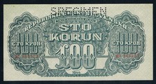 CZECHOSLOVAKIA - 100 KORUN 1944 UNC P 48s, SPECIMEN