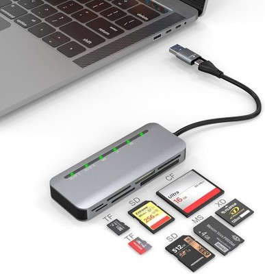 USB C Card Reader SD XD CF MS TF, 7in2 Multi Card Reader USB 3.0 Adapter 5Gbps